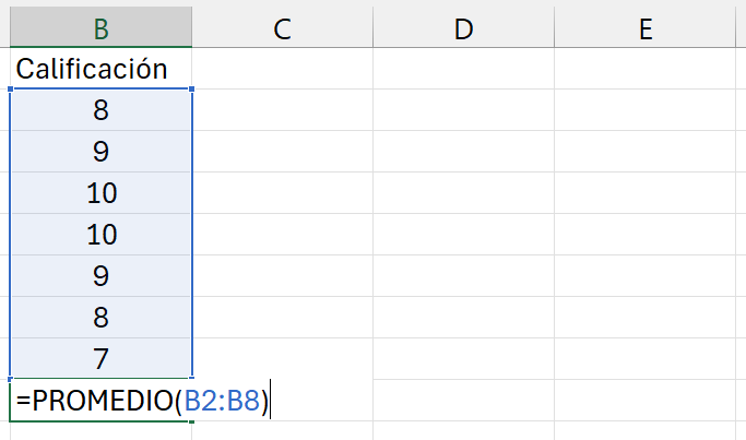 Promedio en Excel
