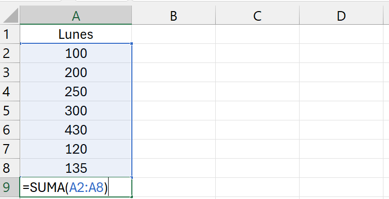 Suma en Excel